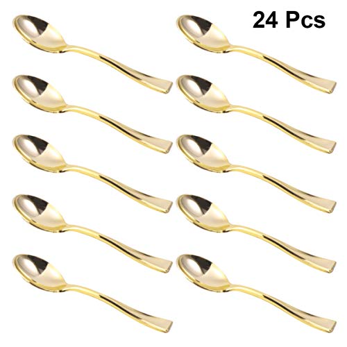 UPKOCH 24pcs Cuchara de Café Cucharaditas Espresso Cucharas Cuchara de té Postre Vajilla Mezcla de Azúcar Mezcla Helado Pastel Cena Comedor Condimento (de oro)