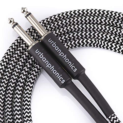 Urbanphonics Cable Profesional Calidad para Guitarra Eléctrica, Electroacústica, Bajo, y Teclados - Deluxe Trenzado Tweed - Estándar 1/4 Jack a Jack - 16 pies (5m) - Garantizado