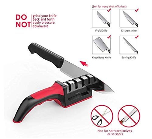 UTECH Afilador de Cuchillos Profesional, 3 en 1, Knife Sharpener, Afilador de Cuchillos manuales de Cocina, para Todo Tipo de Cuchillos.