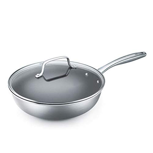 Utensilios de cocina de acero inoxidable Wok iguales para restaurante chino Sartén de acero de poli temperatura Sartén antiadherente Sartén libre de humos Sartén de acero inoxidable Sartén antiad