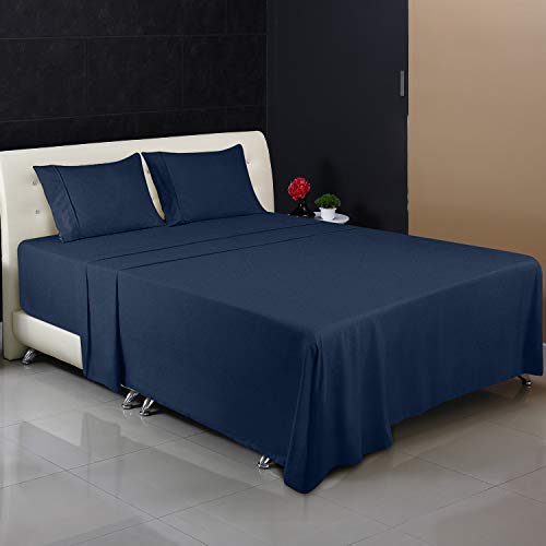 Utopia Bedding Juego Sábanas de Cama - Microfibra Cepillada - Sábanas y 2 Fundas de Almohada - (Cama 150, Azul Marino)