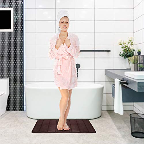 Utopia Home (Paquete de 2 Alfombrilla de baño de Espuma con Memoria - Espalda Antideslizante, Lana de Coral, Altamente Absorbente (Chocolate, 20x32 (51x81cm))