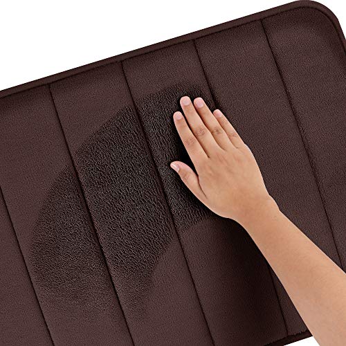 Utopia Home (Paquete de 2 Alfombrilla de baño de Espuma con Memoria - Espalda Antideslizante, Lana de Coral, Altamente Absorbente (Chocolate, 20x32 (51x81cm))