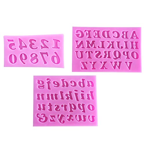 UU19EE Forma de Silicona 3PCS / Set Accesorios de Cocina Moldes de Chocolate Letras en inglés Número Forma Fondant Cake Soap Molds Plantillas de pastelería