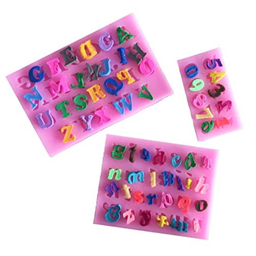 UU19EE Forma de Silicona 3PCS / Set Accesorios de Cocina Moldes de Chocolate Letras en inglés Número Forma Fondant Cake Soap Molds Plantillas de pastelería