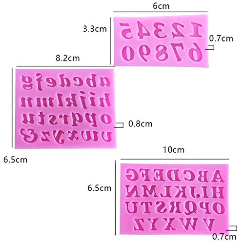 UU19EE Forma de Silicona 3PCS / Set Accesorios de Cocina Moldes de Chocolate Letras en inglés Número Forma Fondant Cake Soap Molds Plantillas de pastelería