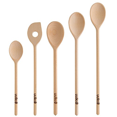 Uulki® 20 piezas Set Utensilios de cocina ecológica de Ardennes Madera de Haya – con cascanueces