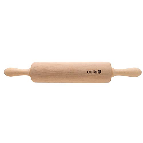 Uulki Happy Pastry Chef Set Reposteria 5 Piezas: Rodillo de amasar en Madera, Batidor de Varillas, Espátula, Cepillo Brocha Pincel de pastelería, Raspador de Pasta/Cortador de Masa y rasqueta