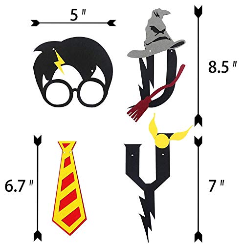 U&X Suministros para la Fiesta de cumpleaños de Wizard - Happy Birthday Banner Felt Garland Party Decoration, HP Theme Party Decorations, Black