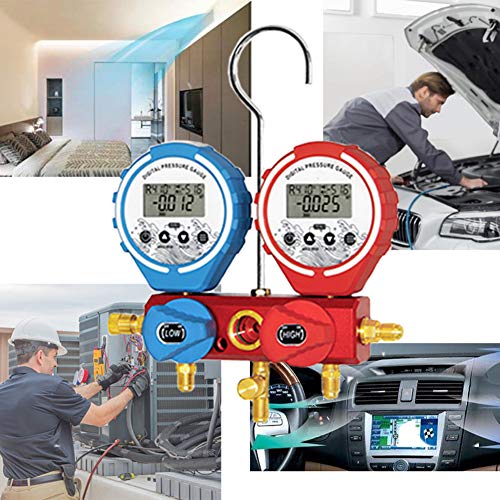 Vacío digital del metro del probador de la temperatura de climatización Tester, Indicador de presión del colector de Refrigeración del colector Aire Acondicionado Refrigeración