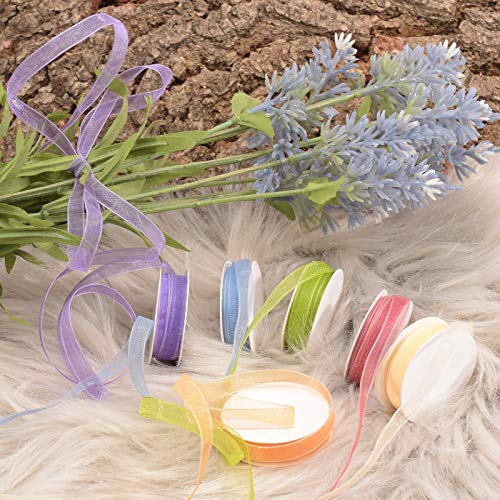 Vaessen Creative Set de Cinta Organza, Primavera, Un Mix de 6 Colores, x, Bordes Tejidos para Creación de Tarjetas de Pascua, Scrapbooking, Envoltorios de Regalos y más Manualidades, 6mm 2m