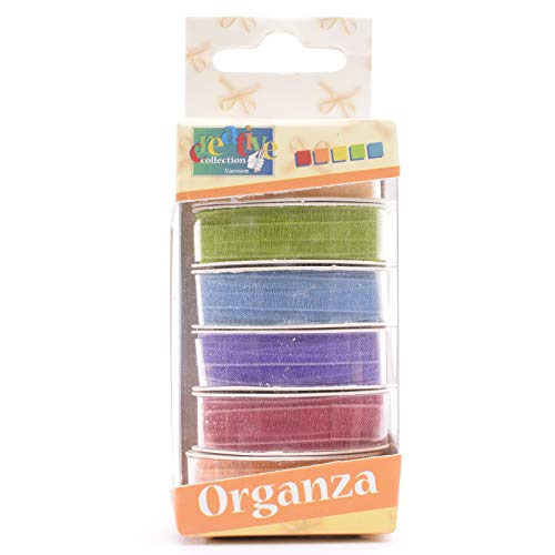 Vaessen Creative Set de Cinta Organza, Primavera, Un Mix de 6 Colores, x, Bordes Tejidos para Creación de Tarjetas de Pascua, Scrapbooking, Envoltorios de Regalos y más Manualidades, 6mm 2m