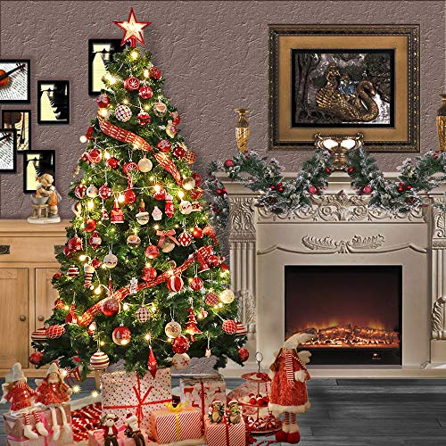 Valery Madelyn Adornos del árbol de Navidad de Madera, 24pcs Decoración de Navidad de Dorado, Colgantes Renos, Cuerda Pre Atado (Bosque)