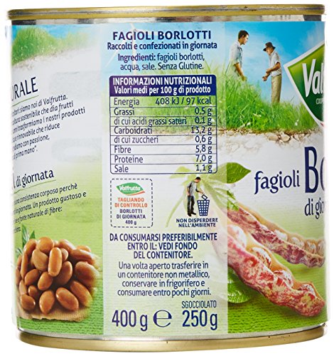 valfrutta – Judías Borlotti de fresco – 4 paquetes de 3 unidades de 400 g [12 piezas, 4800 g]