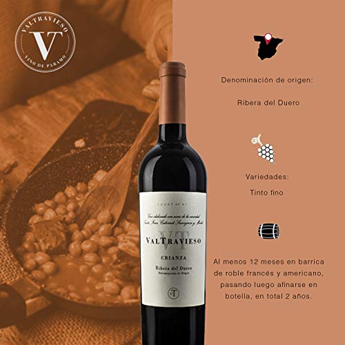 Valtravieso Crianza Vino Tinto de Páramo DO Ribera del Duero Tinto Fino 100% Lote de 6 Botellas 0.75l/Ud