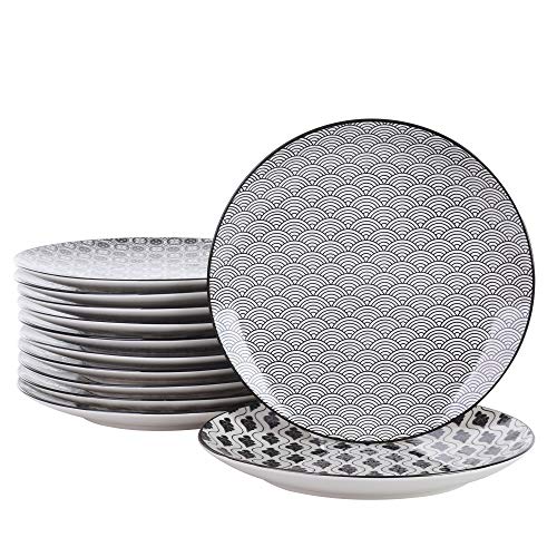 vancasso Plato de Cena de Porcelana Haruka, Juego de Platos de 12 Piezas, Ø 27 cm Plato Plano Grande