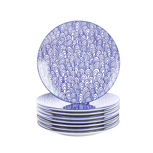 vancasso Takaki Plato de Pasta vajilla de Porcelana, 8 Piezas Plato Plano Plato de Postre, Ø 21.5 cm Juegos de Plato Vajilla de Platos para 8 Personas