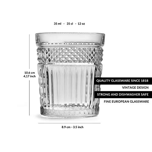 Vaso DOF Radiant de Libbey – 355 ml/35,5 cl - 6 unidades – diseño vintage – apto para lavado en lavavajillas