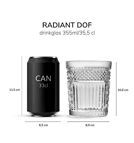 Vaso DOF Radiant de Libbey – 355 ml/35,5 cl - 6 unidades – diseño vintage – apto para lavado en lavavajillas