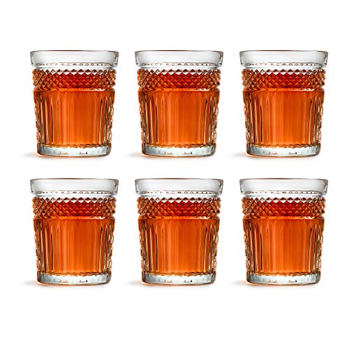 Vaso DOF Radiant de Libbey – 355 ml/35,5 cl - 6 unidades – diseño vintage – apto para lavado en lavavajillas