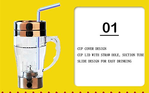 Vaso Mezclador Automático Taza Perezosa Eléctrica Taza De Café Casera Taza Personalizada Creativa Portátil,Silver