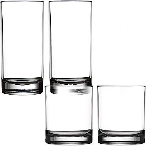 Vaso plástico tazas vasos - juego de vasos Highball acrílico de 4 (4x16oz & 4x14oz) clara cocina reutilizable vaso lavavajillas seguro Bpa libre duro rocas cristal Copa agua vino jugo Copa conjuntos