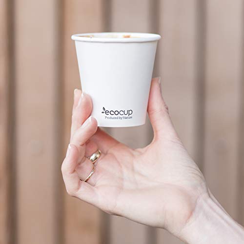 Vasos de Café Desechables, Biodegradables y Compostables- 50Uds 110ml/ 4oz -Materiales 100% Ecológicos: Cartón con Certificado FSC®, Revestimiento de Bioplástico PLA Ingeo™. Blanco