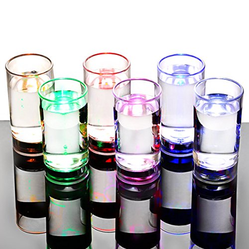 Vasos de chupito con luz intermitente activada, 60 ml, juego de 6