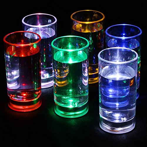 Vasos de chupito con luz intermitente activada, 60 ml, juego de 6