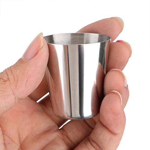 Vasos de chupito de acero inoxidable, 12 piezas de 1 onza vasos de chupito de vidrio mini portátil para vino, de viaje, para camping, para beber, taza de café, cerveza, con 3 fundas de cuero negro