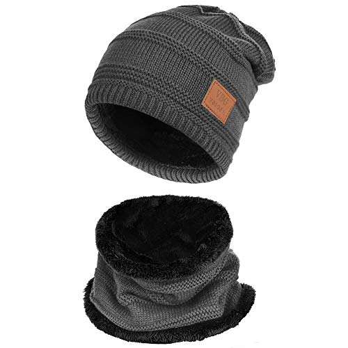 VBIGER Gorras Con Bufanda y Gorros de punto Sombreros de Invierno Hombre