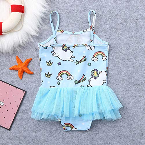 VECDY Bañadores Niña Recién Nacido, Moda Suave Bikini 2019 Vestidos Tutu De Malla Princesa Ropa Niñas Dibujos Animados De Cerdo Impresión Verano Traje De Baño Chaleco Mameluco Monos (Azul,100/3T)