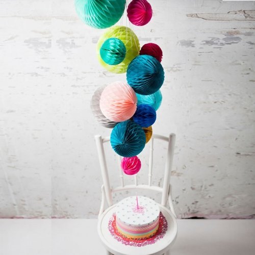 Veewon 12 mixto tamaño Papel de seda pompones bolas para Boda Fiesta de cumpleaños - Decoración del hogar de ducha color aleatorio