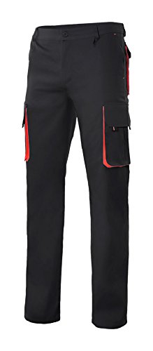 Velilla 103004/C0-12/T40 Pantalón multibolsillos, Negro y rojo, 40