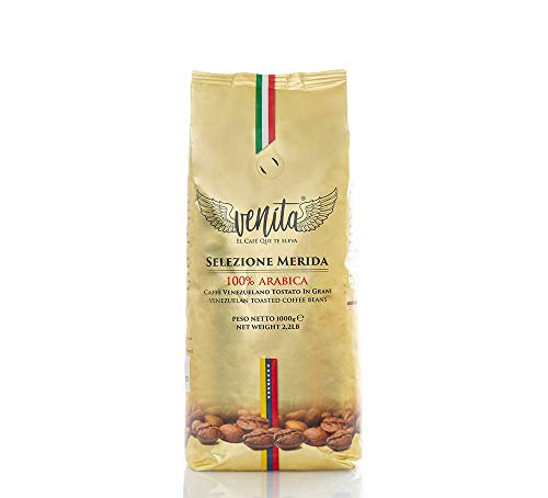 Venita Café Gourmet 100% Arábica Mérida en Grano Tostado , Paquete de 1Kg. Original de Venezuela y Procesado en Italia