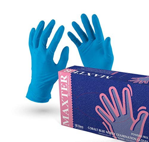 VENSALUD - Guantes de nitrilo Desechables. Sin Polvo. Caja de 100 Guantes. Color: Azul Cobalto. Talla: (M)