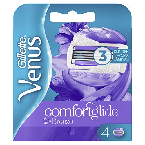 Venus ComfortGlide Breeze Recambio de Maquinilla 2-en-1, 4 Uds, con Barras de Gel, sin Necesidad de Gel de Depilación