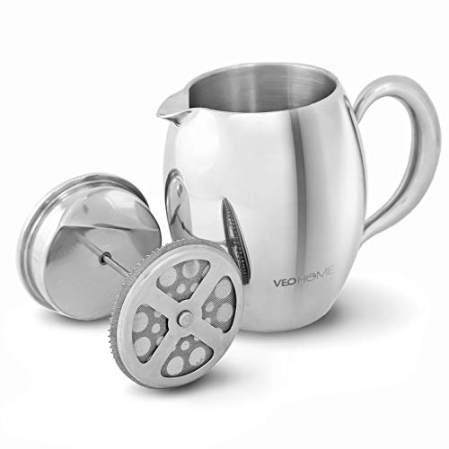 VeoHome - Cafetera de émbolo - Indestructible y mantiene el café caliente por mucho tiempo gracias a su cubierta doble (Grande (0,75Litro))