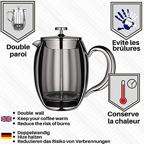 VeoHome - Cafetera de émbolo - Indestructible y mantiene el café caliente por mucho tiempo gracias a su cubierta doble (Grande (0,75Litro))