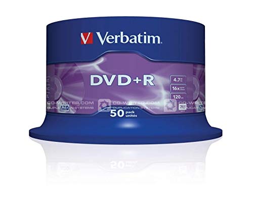 Verbatim 43550 -Pack de DVD+R vírgenes (50 Unidades, 4.7 GB, 16x)