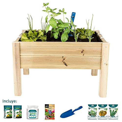 verdecora | Kit de Cultivo Huerto Urbano 60x40x40cm - Kit de Cultivo en casa - Huerto Urbano Madera - Huertos Urbanos - Mesa de Cultivo huerto Urbano