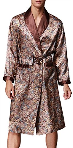 VERNASSA Baño para Hombre,Satén Kimono Pijamas, Bata Albornoz de para Dormir/Casa/Cama/SPA, L-XXL, Talla Extra