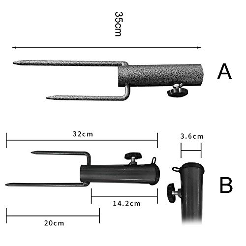 VerneAnn Base sombrilla Inserto Tierra Hogar Jardín Fácil instalación para Parque Patio Soporte Poste Playa Hierro Resistente Parasol portátil Ajustable Al Aire Libre Sólido(si)