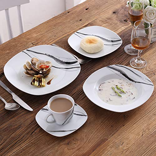 VEWEET Teresa Juegos de Vajillas 60 Piezas de Porcelana con 12 Taza 175 ml, 12 Platillos, 12 Platos, 12 Platos de Postre y 12 Platos Hondos para 12 Personas