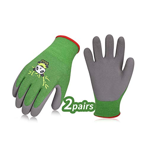 Vgo 2Pares Edad 5-7 Guantes de Trabajo de Bambú para Jardinería, Pesca, Trabajos de Restauración (Verde, Talla M, RB6026)