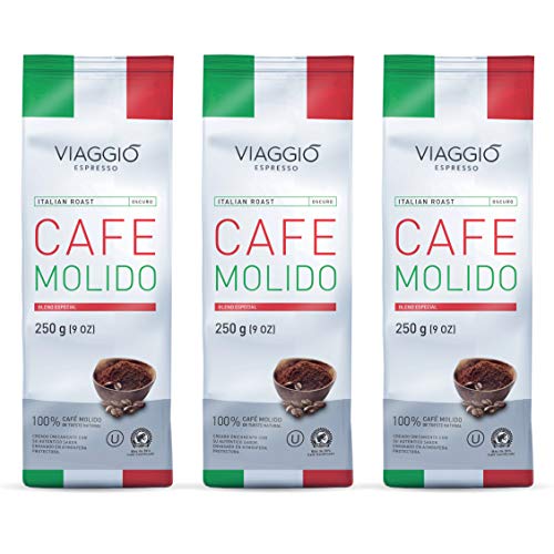 Viaggio Espresso Café molido blend especial Italian Roast (750 GR (Pack de 3))