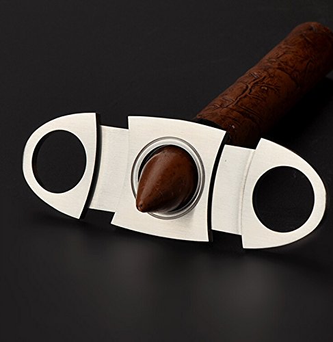 Vicloon Bolsillo Cigar Cutter Acero Inoxidable Doble Hoja, Bolsillo Cortador De Puros, Tijeras para Cigarros