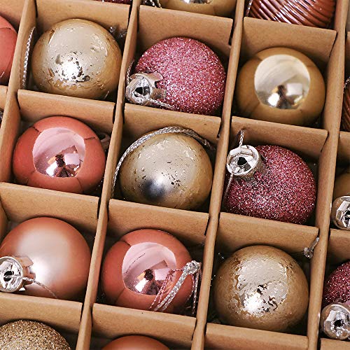 Victor's Workshop 49Pcs Bolas de Navidad de 3cm, Adornos de Navidad para Arbol, Decoración de Bolas Navideños Inastillable Plástico de Rosa y Púrpura, Regalos de Colgantes de Navidad (Garapiñado)