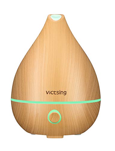 VicTsing 130ml Difusor de Aceites Esenciales,Difusor de Aromaterapia con Apagado Automático sin Agua, 8 Luces LED de Color y sin BPA Super-Mini Humidificador para la Oficina en el Hogar,Amarillo