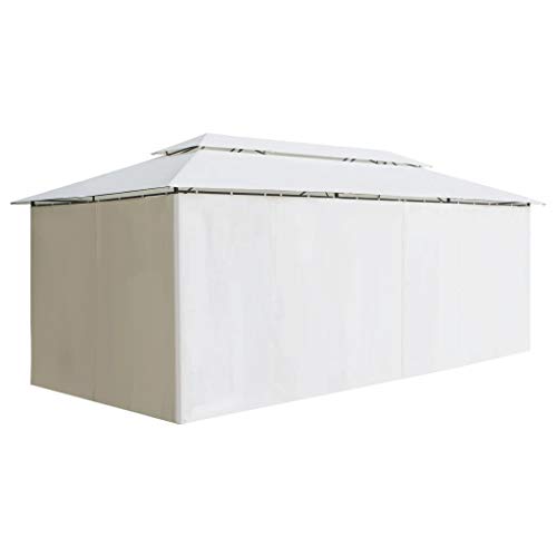 vidaXL Cenador con Cortinas Carpa para Fiestas Eventos Mobiliario Terraza Exteriores Patios Aire Libre Accesorios Hogar Bricolaje Blanco 600x298x270cm